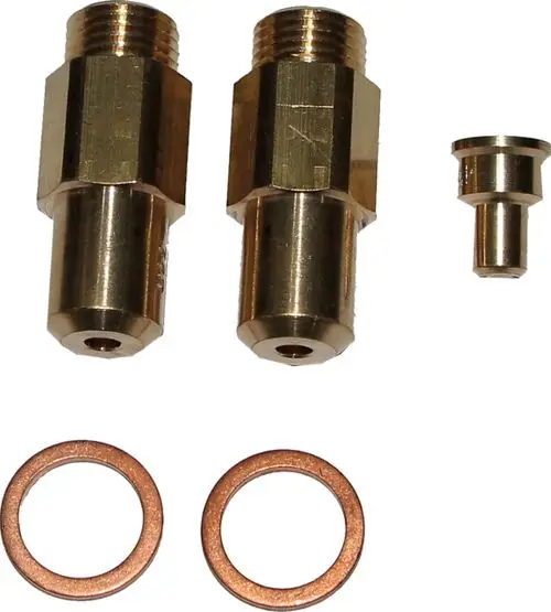 Zwei messingfarbene Adapter mit O-Ringen für Gasinstallationen, möglicherweise passend für Wolf Gasheizkessel.